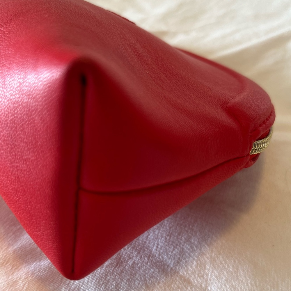 Red CHANEL Faux Leather Makeup Purse - Picture 3 of 9